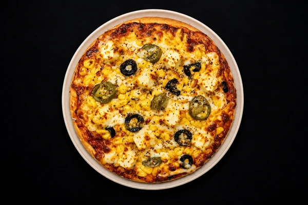 Golden Corn Paneer Melt Pizza